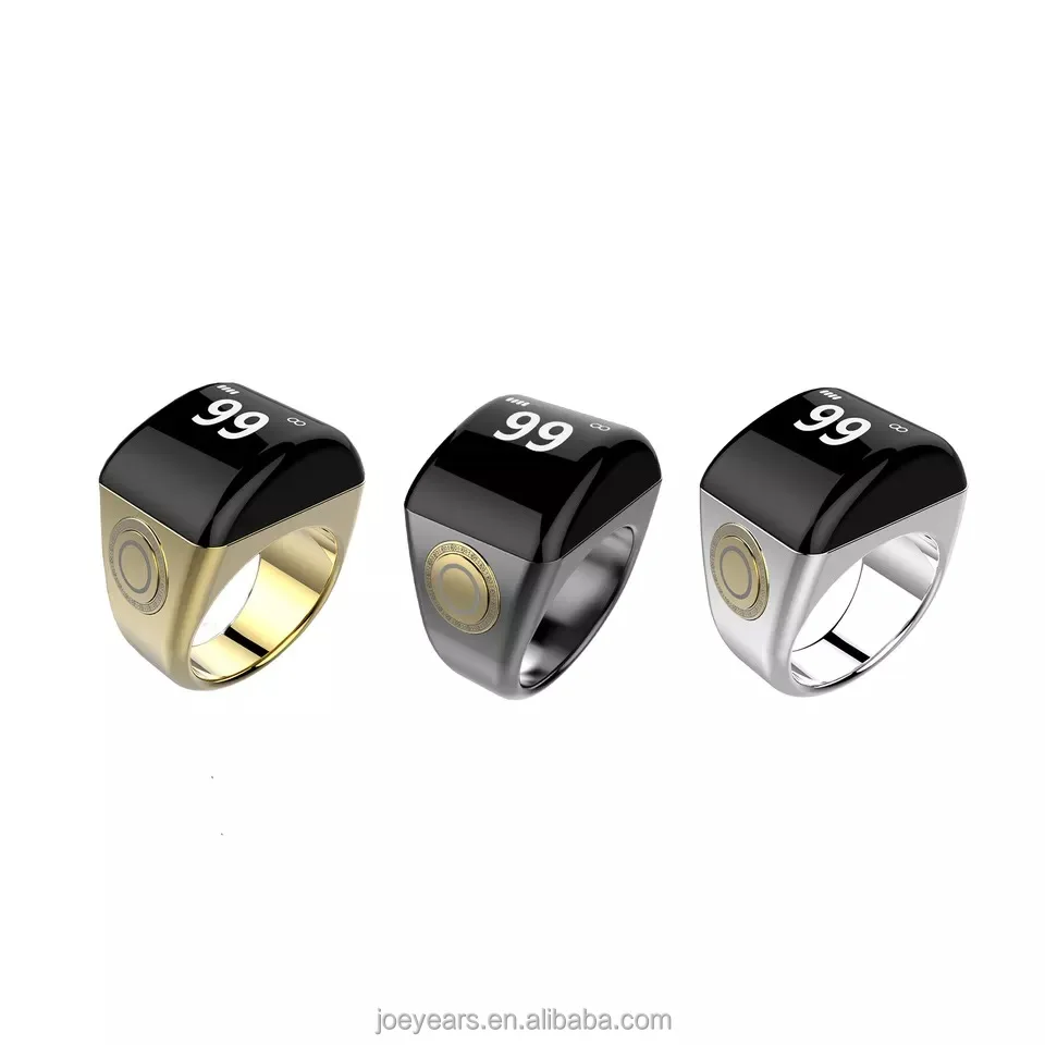 Smart Zinc Alloy Muslim Islamic Electronic Zikir Counter Digital Azan Alarm Clock Tasbeeh Tasbih Zikr Ring RechargeablePray Ring