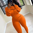 Clothing QJX Winter Clothes For Women 2 Piece Set Rib Letter Embroidery Clothing Gym 2 Piec Pant Set