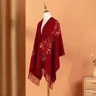 Scarf 2021 New Design Embroidery Wool Scarf Winter Embroidered Pashmina Cashmere Shawl For Women
