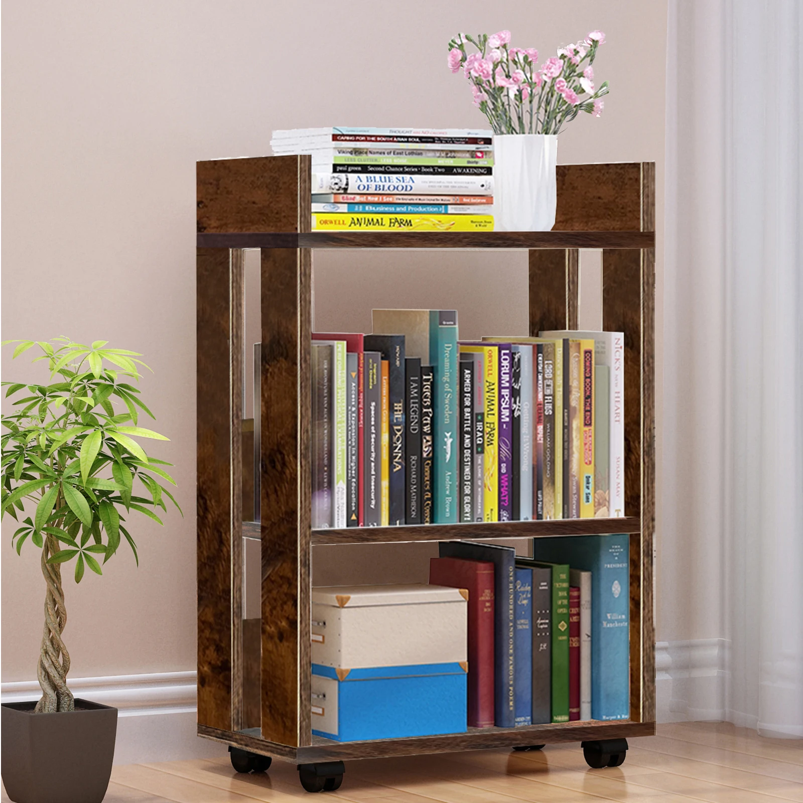 YQ FOREVER Simple Bookshelf Side Shelf Storage Rack Bookcase Modern Book Shelve for Living Room Furniture