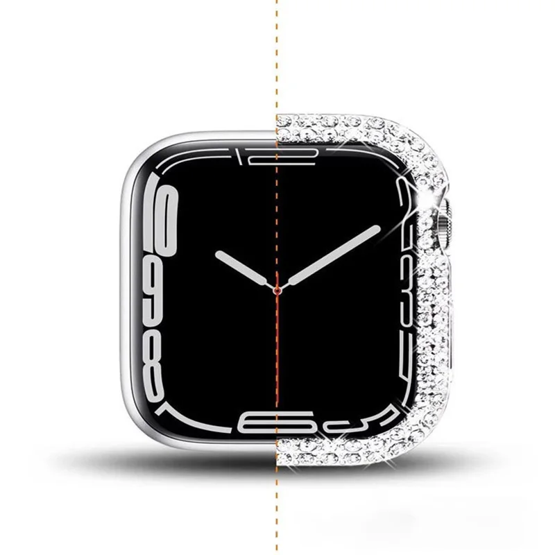 Diamond Protective Case For Apple Watch 7 6 5 4 3 2 Case 45mm 41mm Bling Bling Diamond Screen Protector Bumper Frame Cover