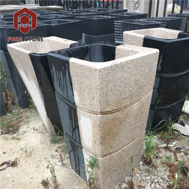 product outdoor yellow granite stone pedestal sink-1