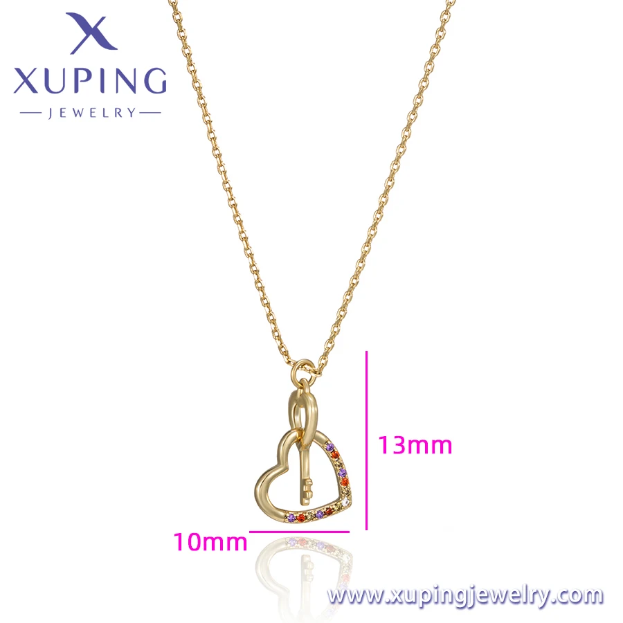 X000772427 xuping jewelry New Simple 14K Gold Color Heart Necklace Elegant Fashion Creative Women Daily Necklace