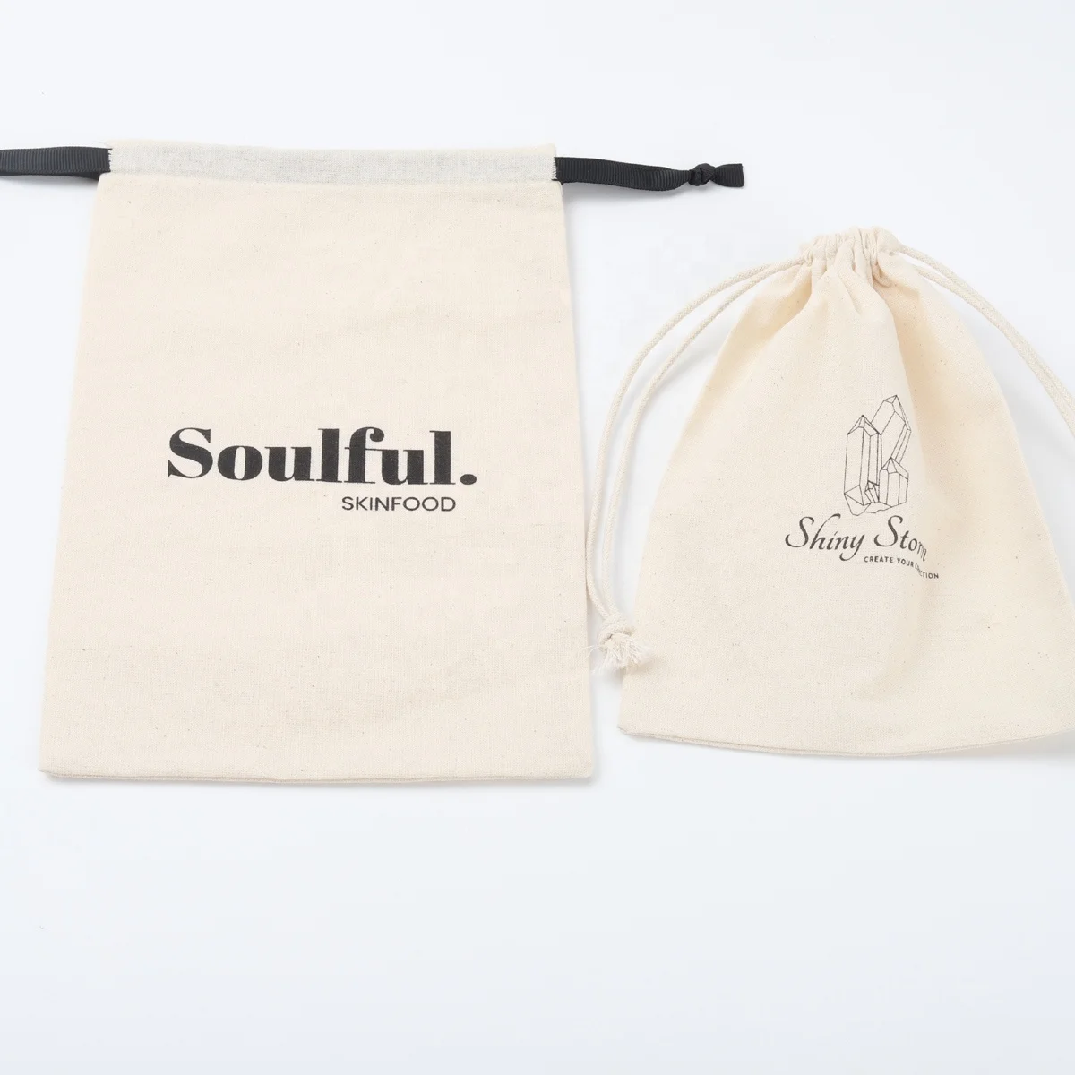 Wholesale Natural Cotton Gift Dust Bag With Ribbon Drawstring Muslin Packaging Bag