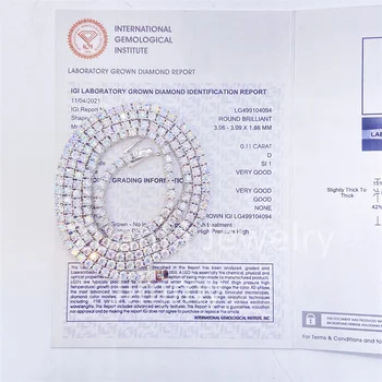 IGI Verified 10k White Gold Yellow Gold 3mm Wide Lab Grown Diamond Nice Bling Jewelry Diamond Tennis Necklace Chain