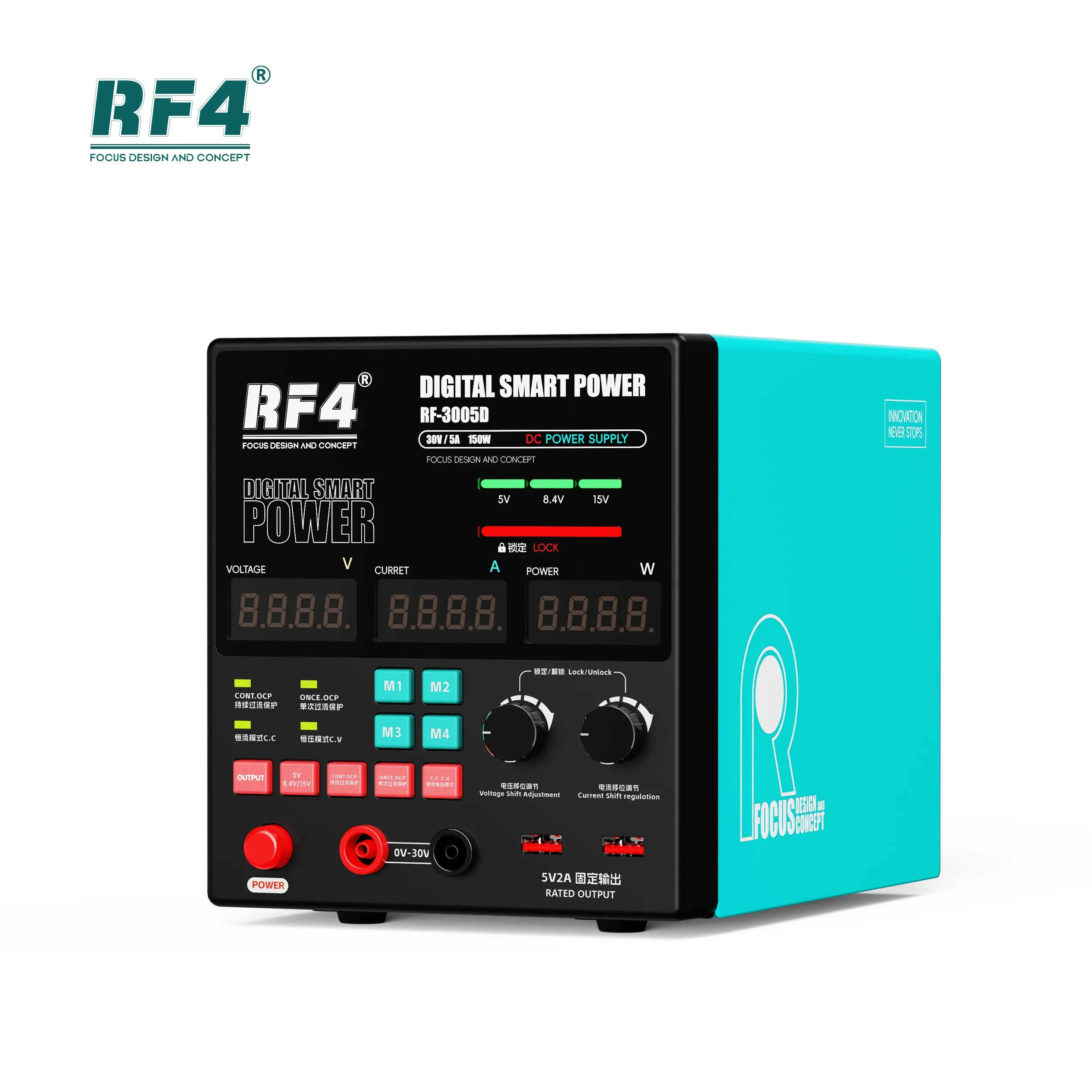 RF4 RF-3005D/RF-3005PRO 150W 30V 5A DC Regulated Digital Smart Multifunctional Power Supply Regulator Phone Sensing Automatic