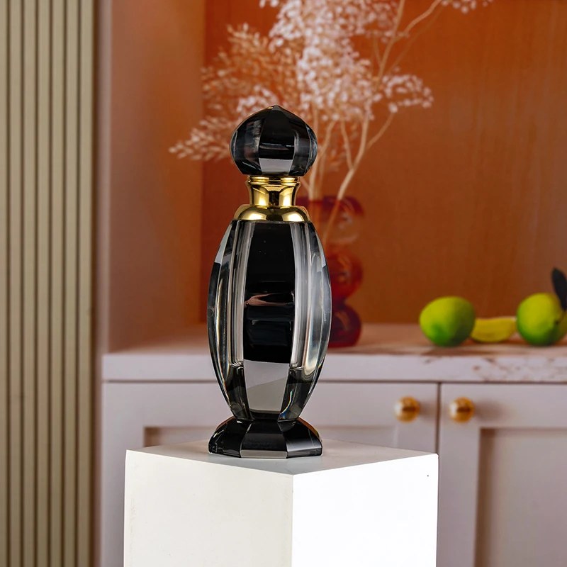 product new design black mirror quality glass empty bottle 18m large capacity customizable crystal perfume bottle-7
