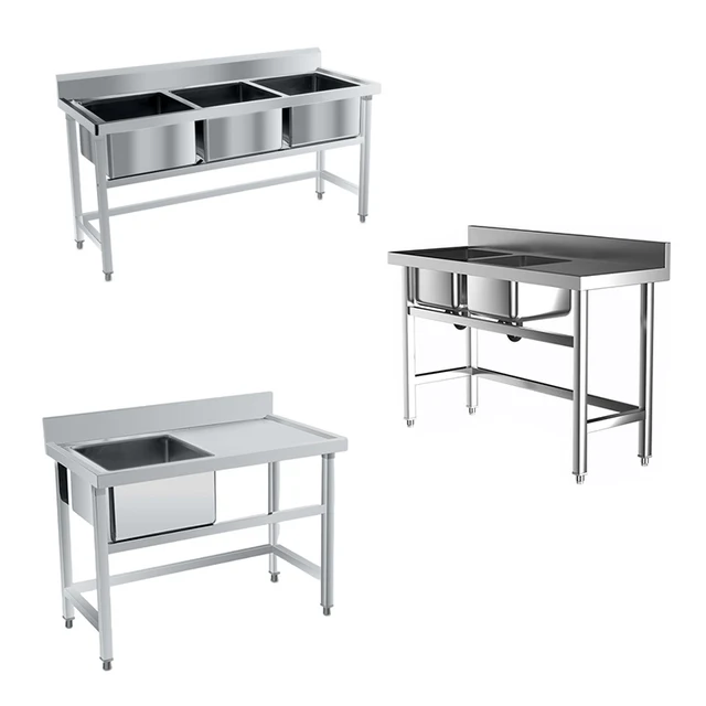 Commercial Restaurant Industrial Stainless Steel Washing Sink / Kitchen Stainless Steel Double Sink