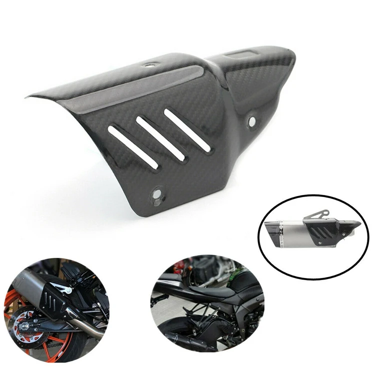 #1 Qiilu Universal Motorcycle Exhaust Heat Shield Cover Middle Pipe Protector Heel Guard Kit Heat Insulation Cover with Stainless Steel Clamps 