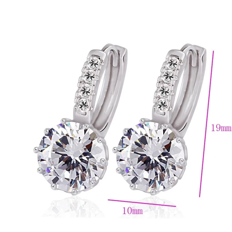 23090 xuping gemstone fashion earrings, jewelry crystal hoop earrings for women, korean stone earrings women jewelry