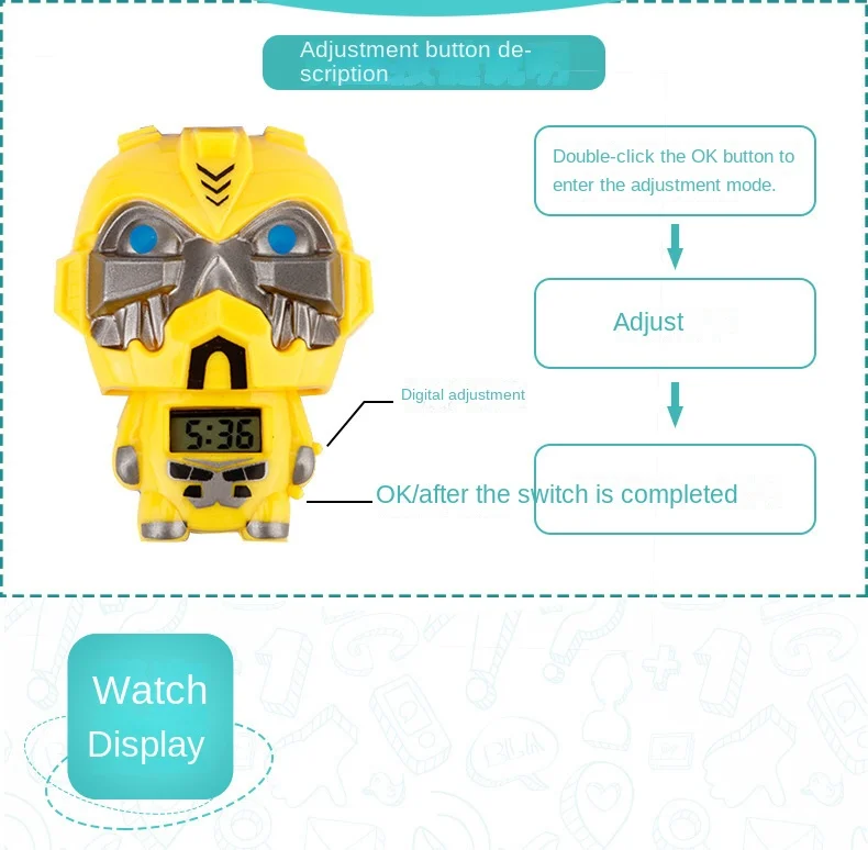 Hot selling Kids watch  Transformation toys for kids in Marvel cute shape  Spider-Man Q version children's toy gift