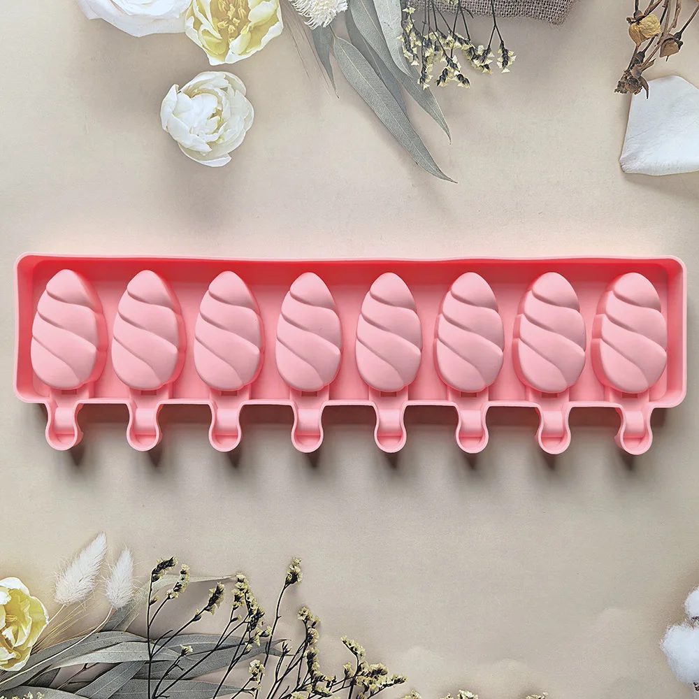 8 Hole Silicone Ice Cream Mold Makers Cake Dessert Decorating Baking Tools DIY Ice Cube Moulds Tray Popsicle Molds Reuse details