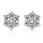 Stud Earrings Isunni S925 Sterling Silver Snowflake Cubic Zirconia Stud Earrings