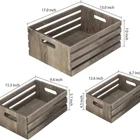 Rustic Gray Rustic Wood Barnwood Gray Nesting Crates With Cutout Handles Open Top Storage Boxes Set Of 3