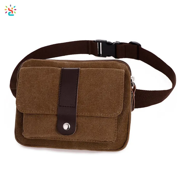 Ibagbar Small Multifunction Vintage Canvas Waist Bag Fanny Pack Running Pack 