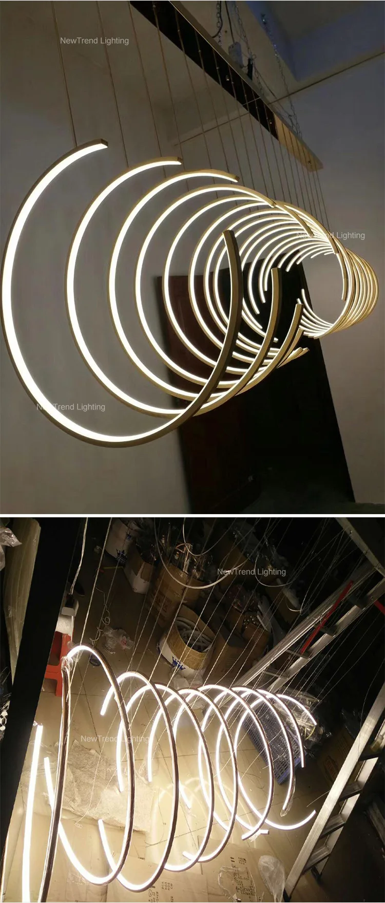 CPL-146 Custom Hotel Lobby Villa Gallery Indoor Decoration Project Lighting Modern LED Acrylic Circle Chandelier supplier