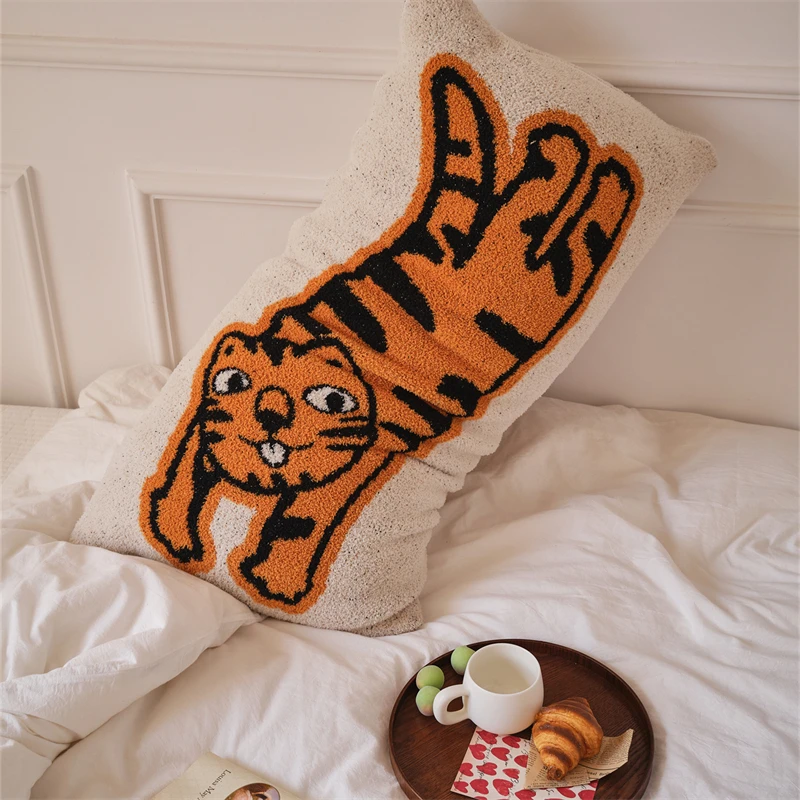 product wh decorative pillow tiger pattern soft comfortable cute fun 100 polyester fiber-64