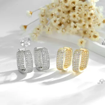 Retro Elegant Casual Daily Copper Gold Plated Pave Stainless Steel Zircon Hypoallergenic Anti-Rust Earrings