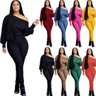 Women 2021 Pants Autumn 1 Piece Jumpsuit Women Solid Color Plus Size Bodycon Off Shoulder Black