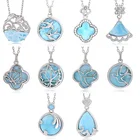 Plated New 925 Sterling Silver Gold Plated Natural Larimar Flower Pendant Natural Larimar Silver Jewelry
