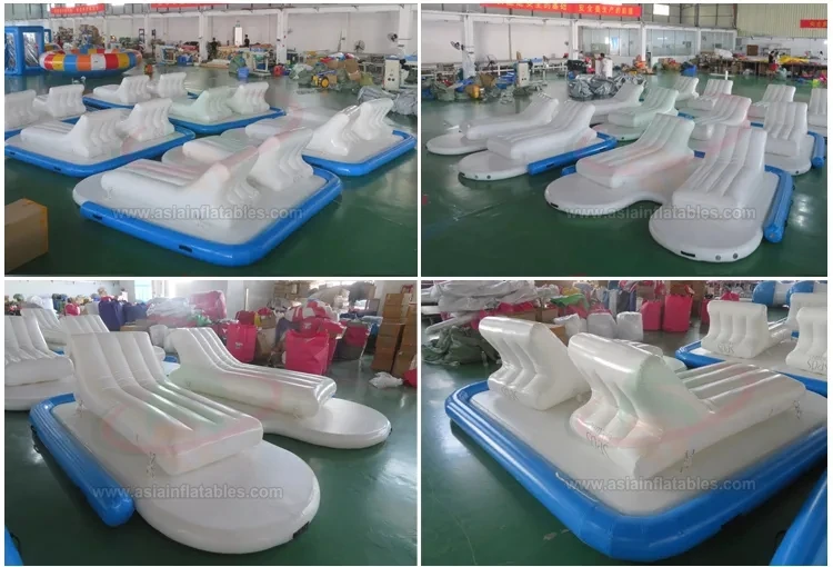 Inflatable Pontoon Boat Dock Floating Motor Boat Rowing Boats , Floating Island For Yacht