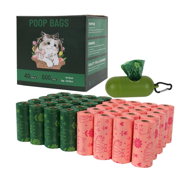doggy roll replacements poop waste bags eco-friendly pet garbag bags custom pet waste bags with dispenser holder