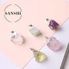 Pendant Hot Sale Irregular Multicolor Rose Quartz Amethyst Crystal Pendant Raw Stone Pendant Healing Quartz