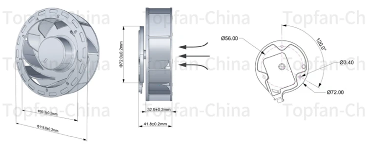 Radial Fan, 120mm, 12V, 120x42mm, Centrifugal - detail 6