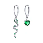 Heart Silver Earrings SCE1006 2021 Fashion Green Heart Cubic Zirconia 925 Silver Sanke Earrings