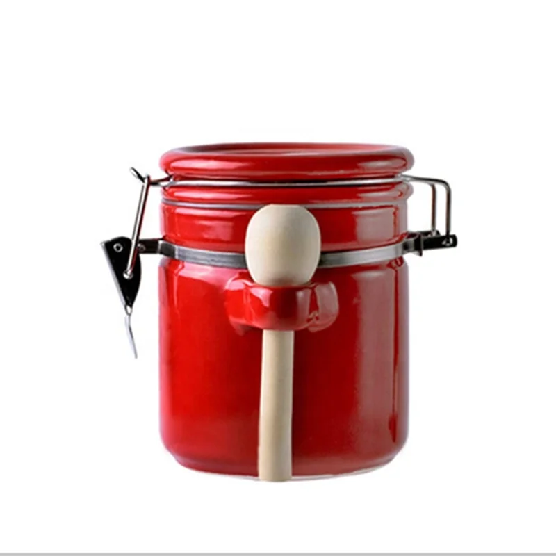 red coffee container