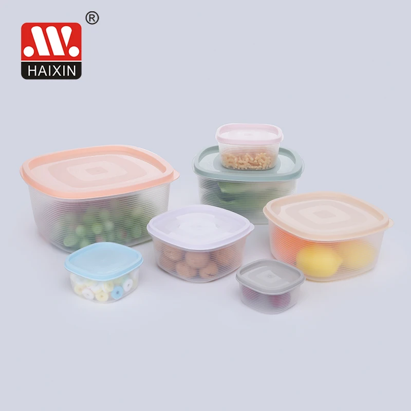 Haixing Hot Sell Colourful Plastic Portable Food Container Set with Lid 3pcs Storage Boxes 14071