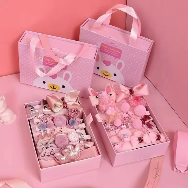 Wholesale HOT selling Korean lovely Princess Kids Hair Clips 18 pcs/sets with gift box packaging cute baby hair accessories