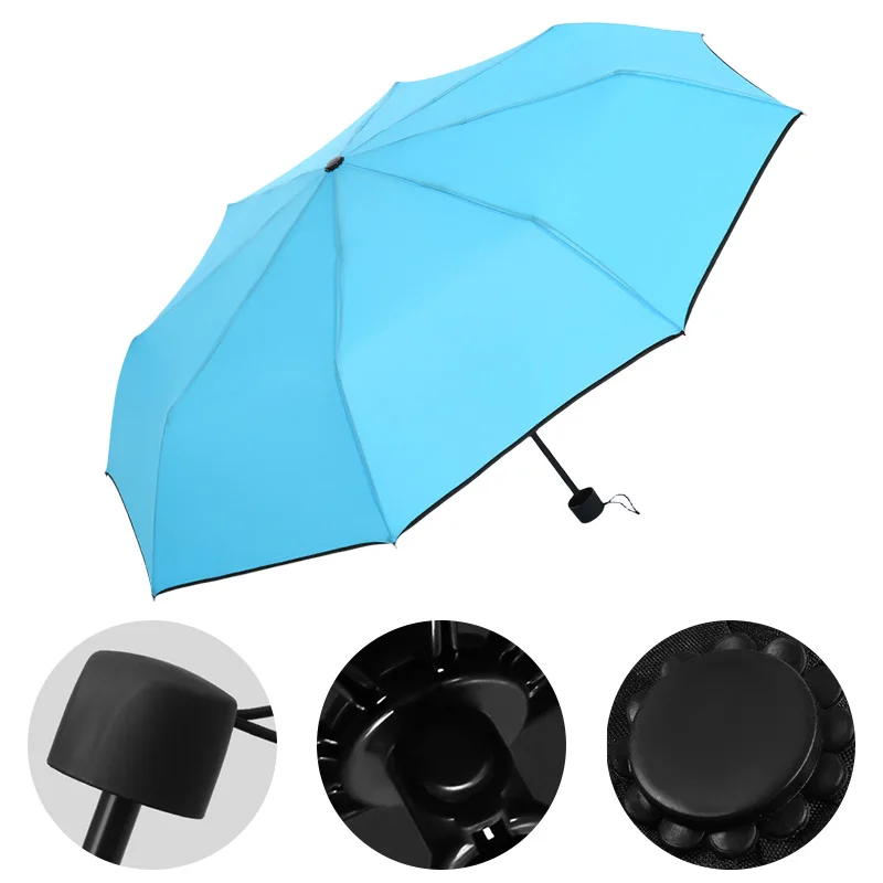 paraguas para la lluvia Vinyl UV protection umbrella Sunblock Umbrella Rain and sunshine 8k triple folding rain umbrella