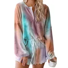 Tie Dye New Design 2 Piece Set Fashion New Customized Tie Dye Knit Pyjamas Set Women's Sleepwear