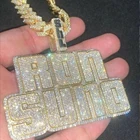 Jewelry Diamond Pendant Name Pendant Hip Hop Custom Jewelry Bling Out Diamond Gold Plated Double Layer Name Pendant