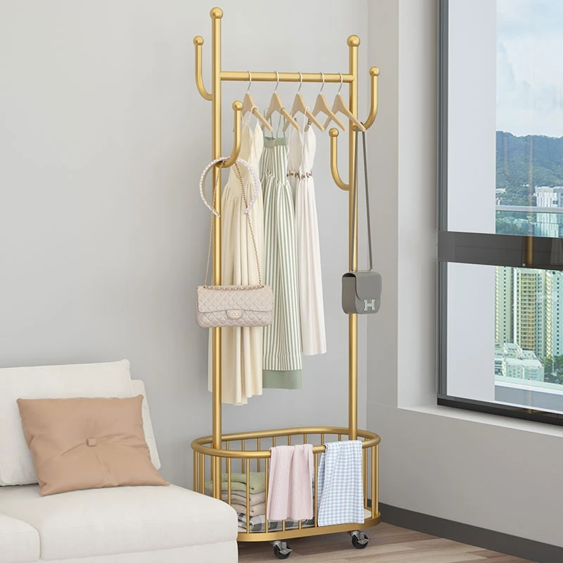 Hot Sales High Quality Stainless Steel Pretty Garment Racks Gold Boutique Clothing Rack Woman Clothes Stand