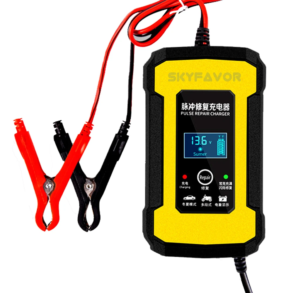 Automatic Intelligent 12V battery charger 12V 6A fast Pulse Repair lead acid battery charger for car motorcycle truck batteries