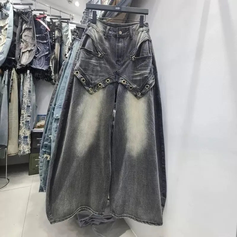 product hip ho pcustom men retro street wide leg 100 cotton eco friendly loose fit jeans distressed wash ripped whiskering patchwork-4
