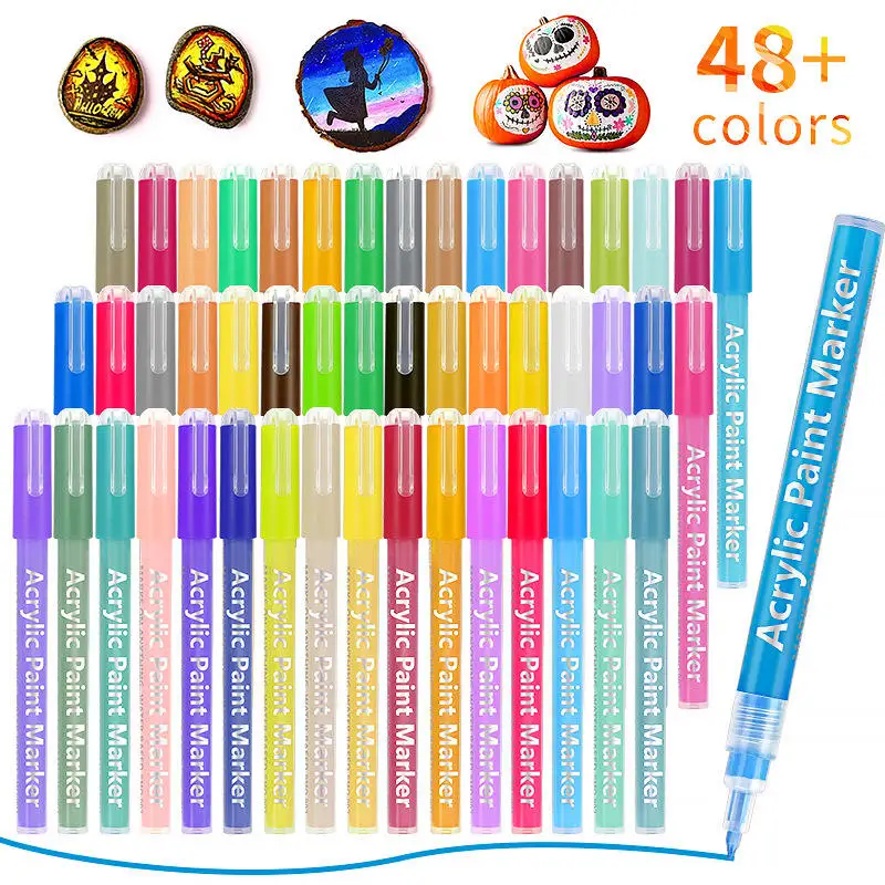 Customized 0.7mm Extra Fine Tip Water Based Acrylic Paint Pens Marker Pen For Wood Bottle Rock Mug Glass Fabric Painting