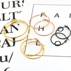 Hoop 30/40/50mm Female Gold Chunky Hoop Earrings Stainless Steel Women Twiseted Hoop Statement Earrings