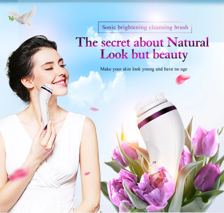 Private Label Silicone Face Massager Pore cleanser skin beauty Cleansing Electric Ultrasonic Facial Brush