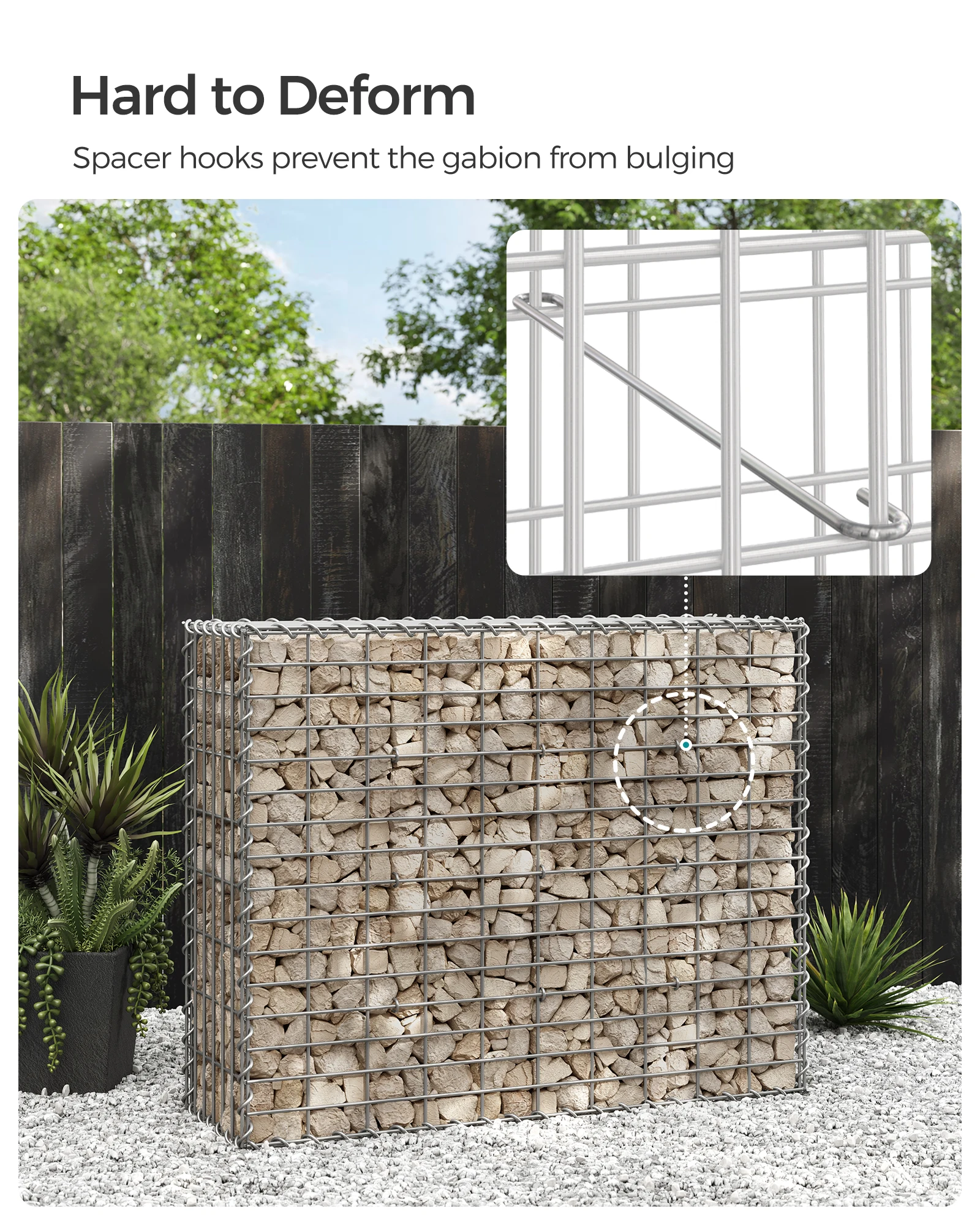 SONGMICS Easy Installation Wire Mesh Gabion Stone Baskets Galvanized Gabion Box For Garden Fence
