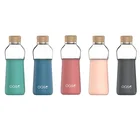 16 Bottle Drinking Bottle 16 Oz Wooden Cap Bpa-free Silicone Sheath Drinking High Borosilicate Glass Bottle