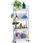 Rack Racks Kitchen 4 Layer Slide Out Pantry Mobile Shelving Organizerc Steel Vegetable Trolly 4 Tier Kitchen Rack Wheels