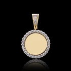 Silver Pendant Custom Hip Hop 925 Sterling Silver Solid Gold Plated Blank Picture Round Photo Pendant