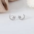 Rose Earrings Earring Set 2021 Cute Latest Festival Jewelry Xmas Gifts Women Rose Gold Half Moon Earrings Sets Stud