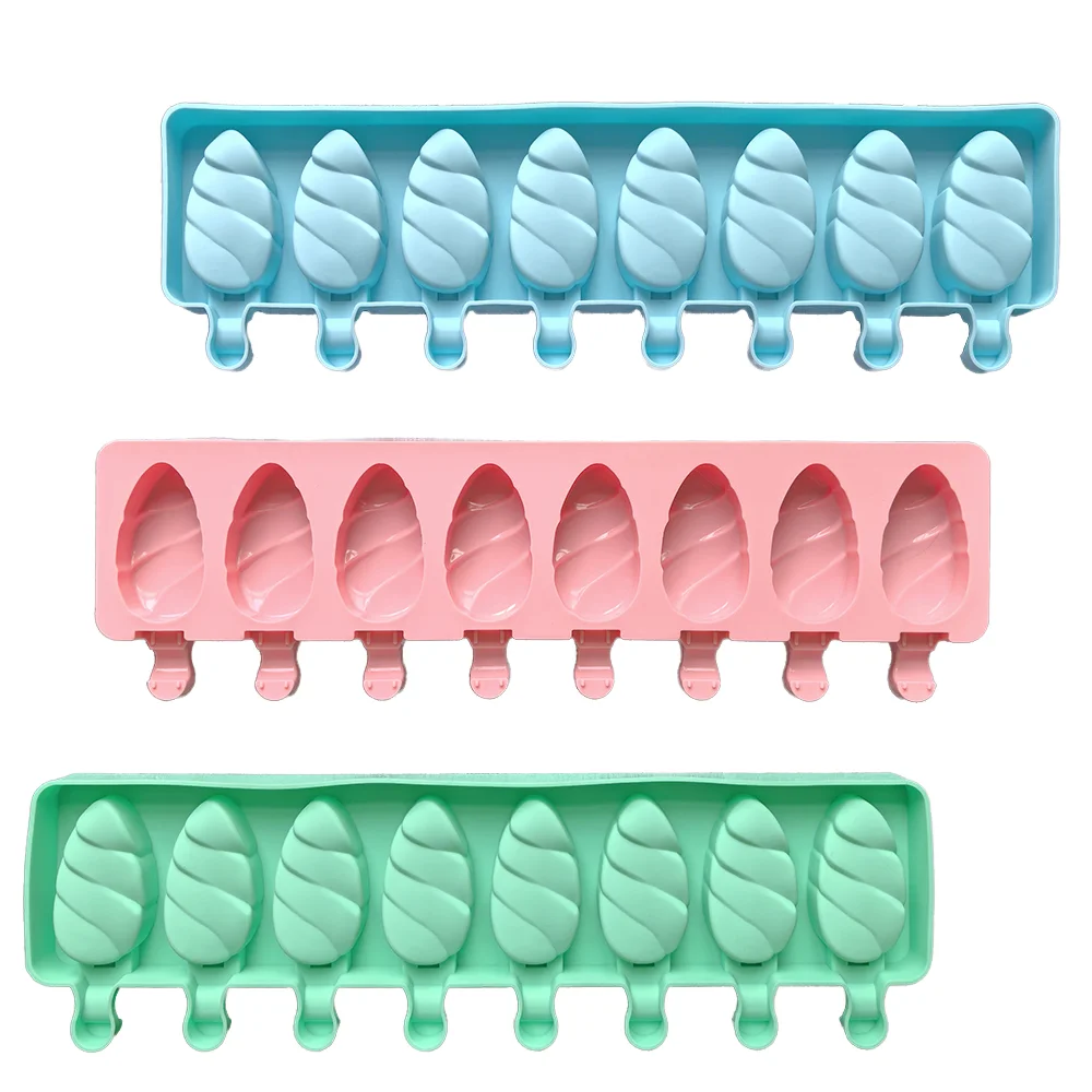 8 Hole Silicone Ice Cream Mold Makers Cake Dessert Decorating Baking Tools DIY Ice Cube Moulds Tray Popsicle Molds Reuse details