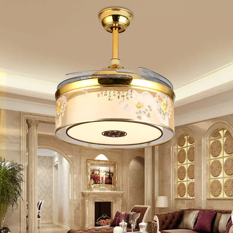 42inch modern ceiling fan lamp silver crystal Invisible fan light with remote