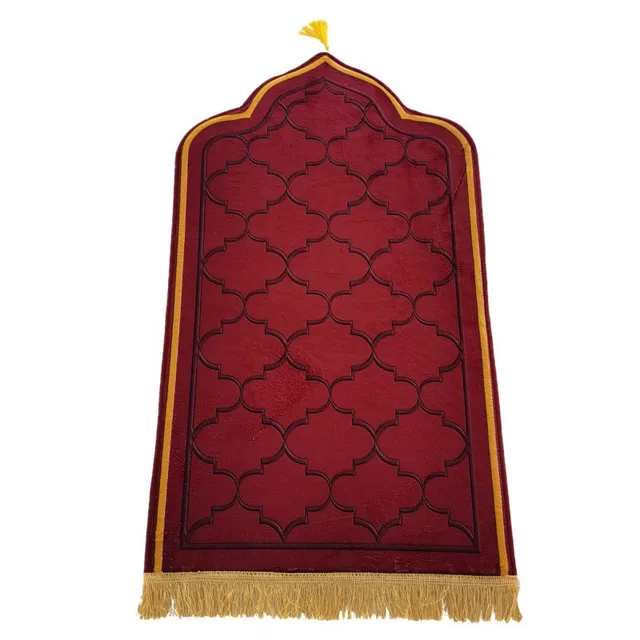 Velvet worship rug Tassel printed luxury ramadan prayer mat carpet muslim arabic islamic indonesia prayer rug