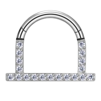 G23 Titanium Septum Nose Rings CZ U-shaped Hoop 16G Daith Helix Tragus Clicker Cartilage Conch Earring Piercing Jewelry